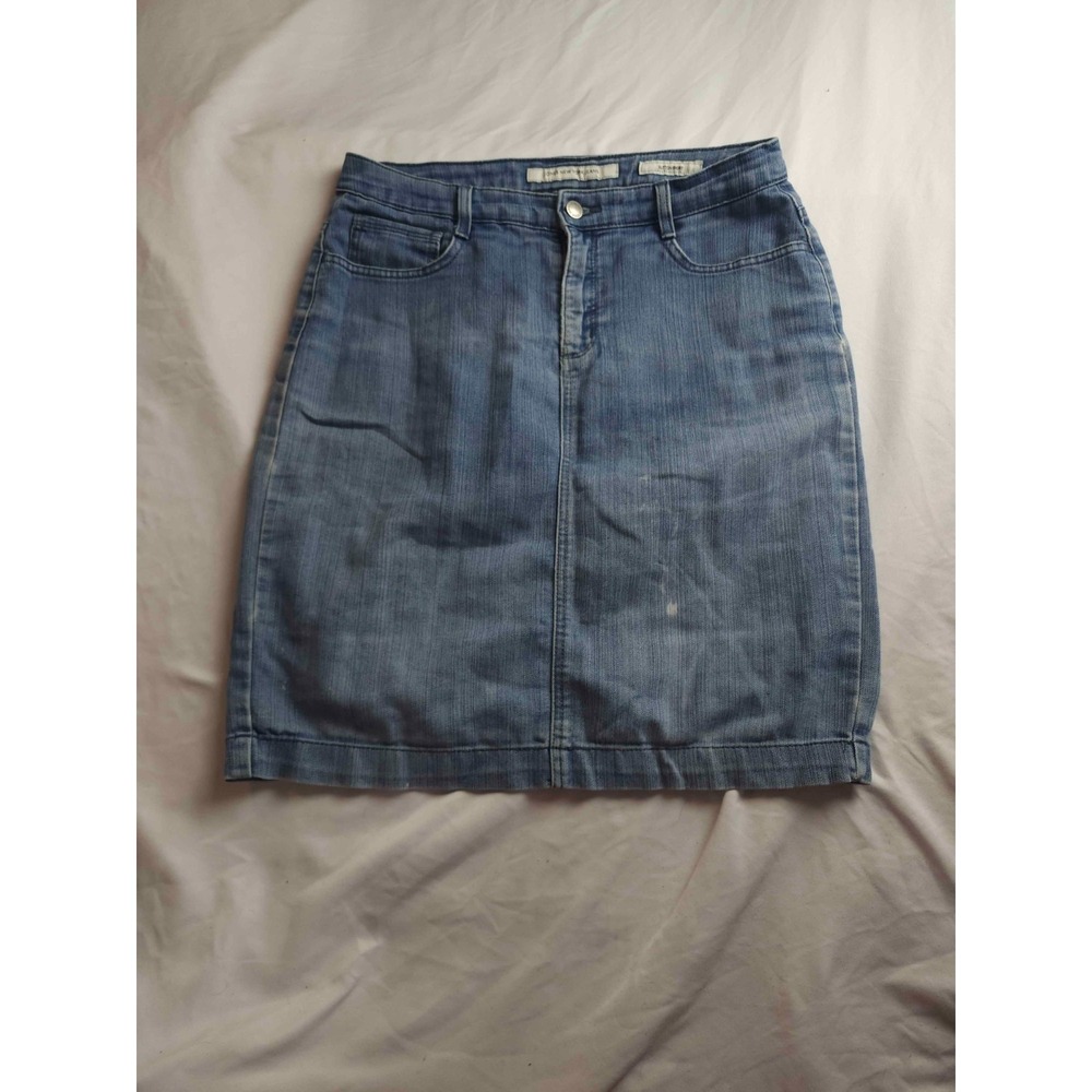 Jones New York Sutton Skirt Womens Size 6 Blue Denim Pencil‎ Straight Back Slit